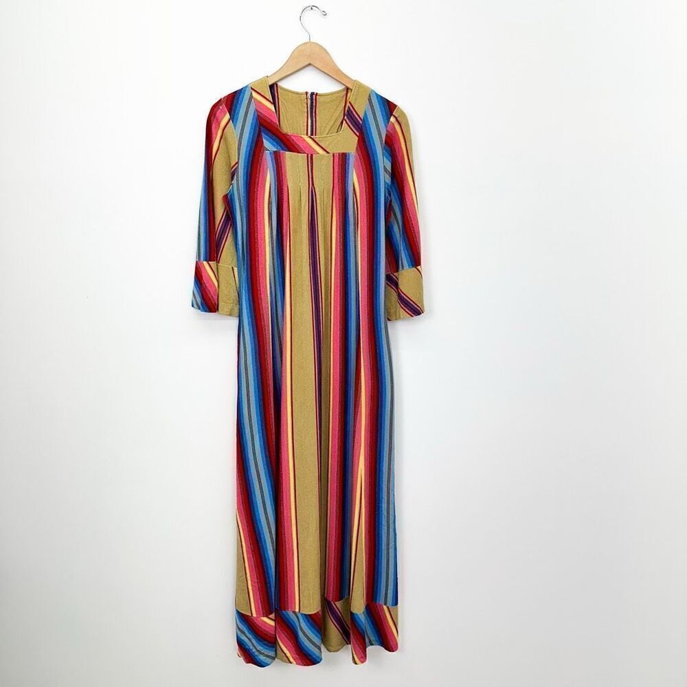 Dutchess Individually Yours Vintage 60s 70s Women’s Stripe Terry Cloth Maxi Dres